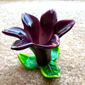 Hand Blown Art Glass Purple Flower - 3.5" Tall